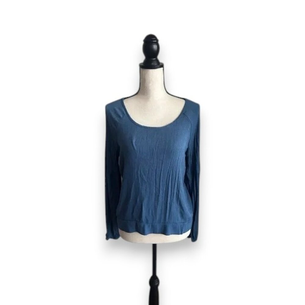Moa Moa Blue Fitted Long Sleeve Blouse